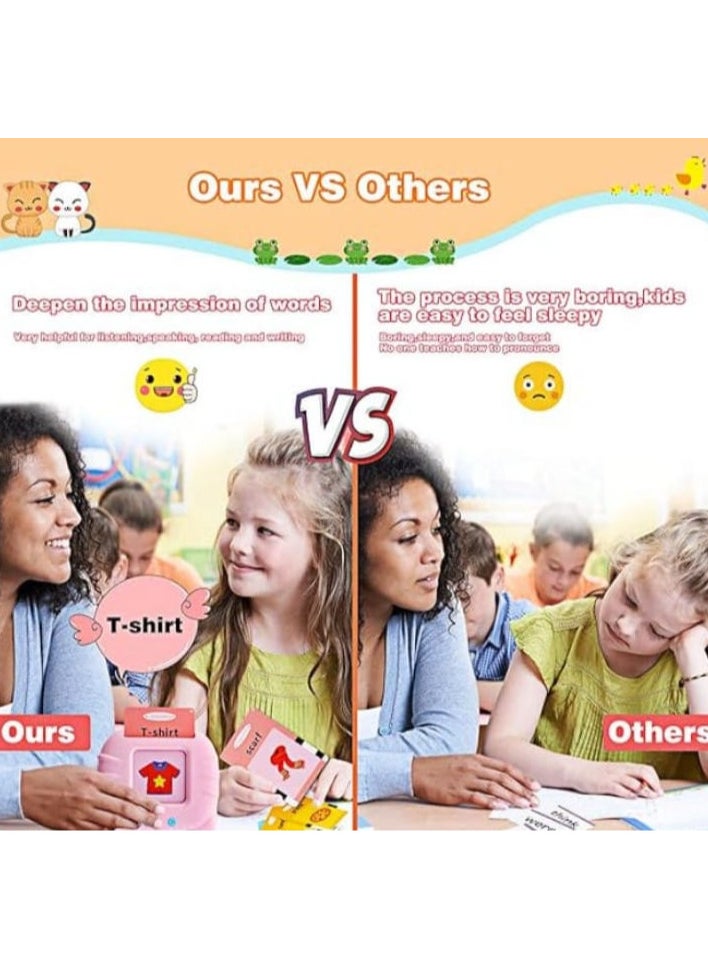 Talking Flash Cards Educational Toys for Toddlers Ages 1-6, British English, 384 Words, Auditory Learning Toys, Preschool Learning Resource, Electronic Interactive Toy Kids Birthday Gifts - Pink  - Image 3