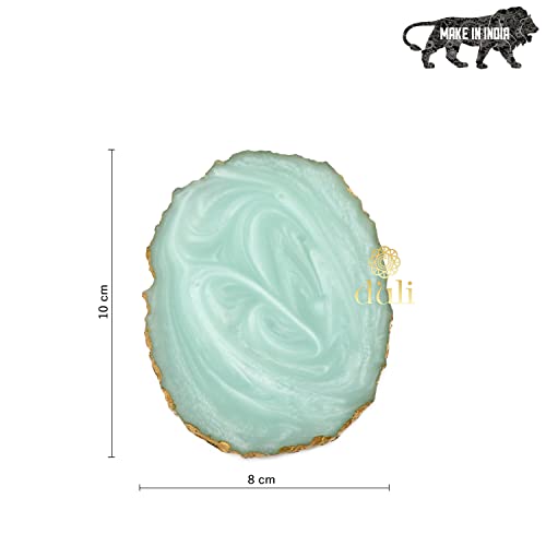 DULI Set of 6 Premium Resin Coasters Tea,Coffee Coasters (10 * 8 cm) (Aqua) - Image 4