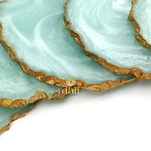 DULI Set of 6 Premium Resin Coasters Tea,Coffee Coasters (10 * 8 cm) (Aqua) - Image 5