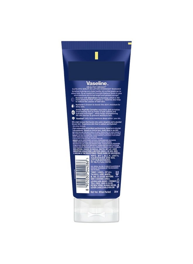 Vaseline Gluta-Hya Overnight Radiance Lotion | For Face & Body | Bright & Plump Skin | Glutathione & Amino Peptide Infused Moisturizer 200Ml - Image 2
