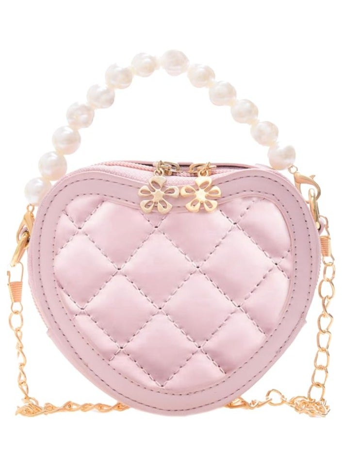 Little Girls Purse, Cute Kids Heart Purse, Toddler Crossbody Purse, Mini Handbag with Pearl Handle Gift  - Image 1