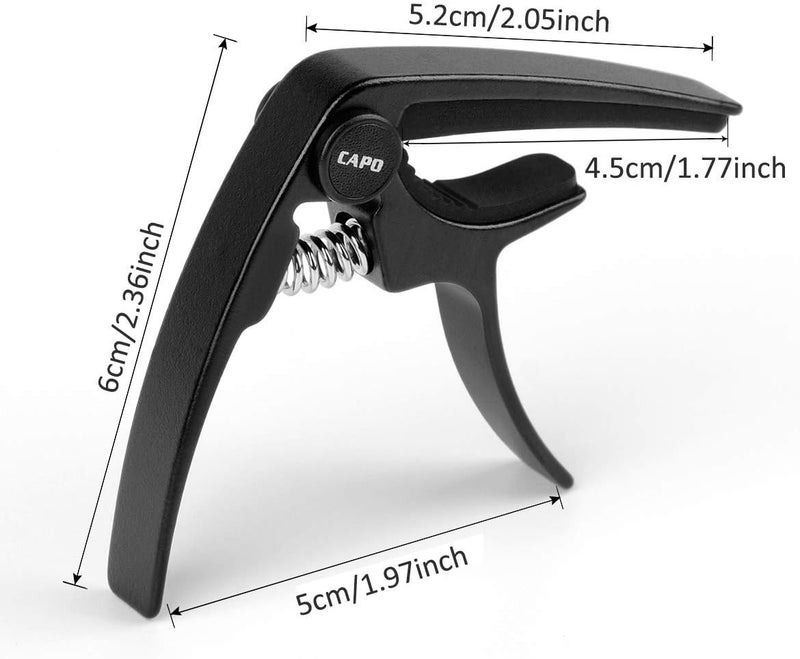 BestSounds UKULELE CAPO - 4 String for Soprano, Concert Ukulele Zinc Alloy Professional Capo Lightweight Feeling with 2pack Ukulele Felt Picks (Black) - Image 2