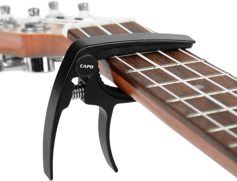 BestSounds UKULELE CAPO - 4 String for Soprano, Concert Ukulele Zinc Alloy Professional Capo Lightweight Feeling with 2pack Ukulele Felt Picks (Black) - Image 3