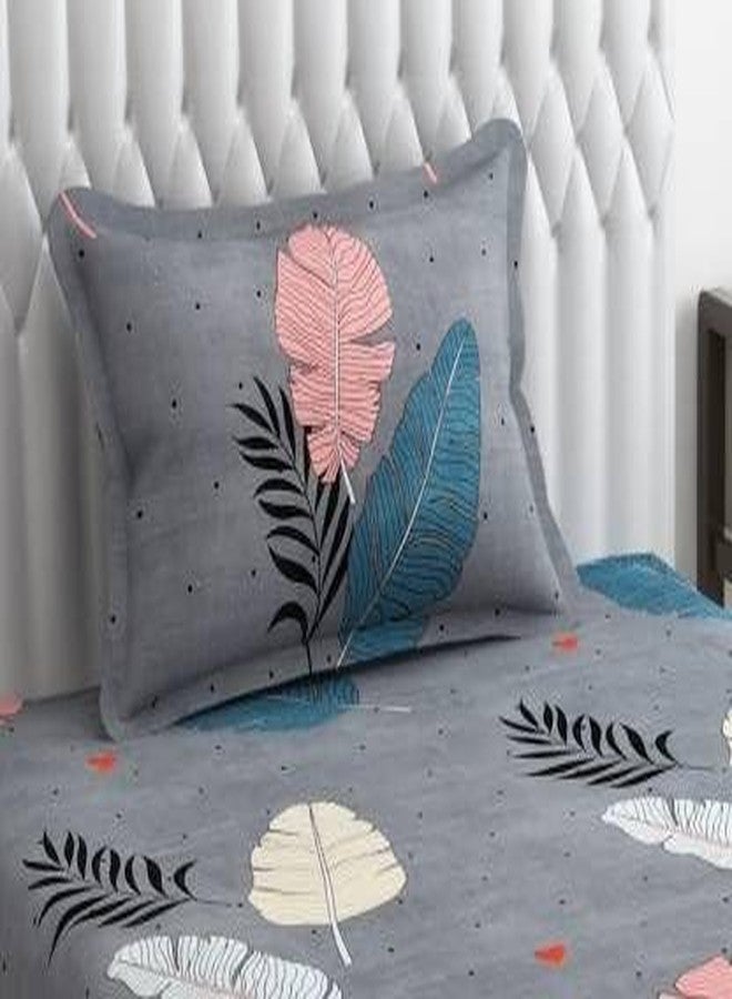 BLUEDOT 200 TC Glace Cotton Single Bedsheet with 1 Pillow Cover Bedsheet Size:-60 * 90 Inches and Pillow Cover Size :-16 * 26 Inches (Grey) - Image 2