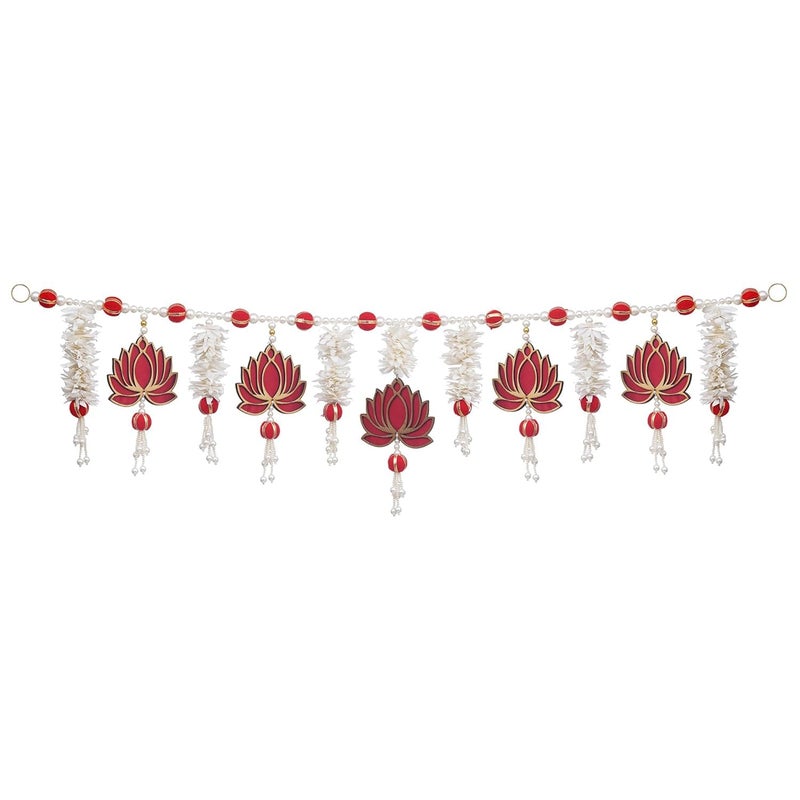 KamlaArt Traditional Handmade Lotus with Paper Gajra Bandhanwar Handmade Banderwar Wall Hanging Door Hanging for DiwaliBandarwalToran for Door - Image 3