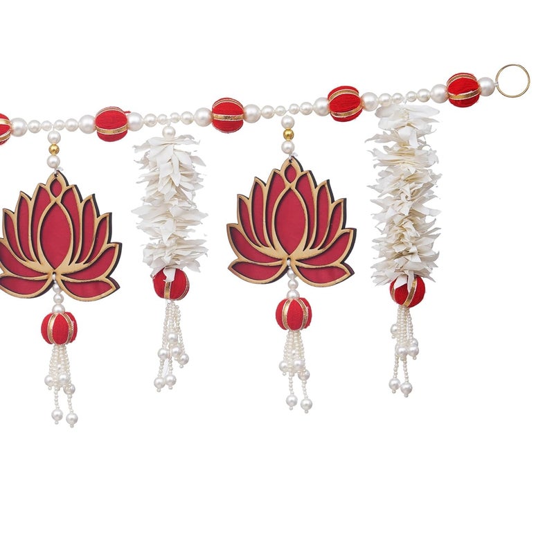 KamlaArt Traditional Handmade Lotus with Paper Gajra Bandhanwar Handmade Banderwar Wall Hanging Door Hanging for DiwaliBandarwalToran for Door - Image 4