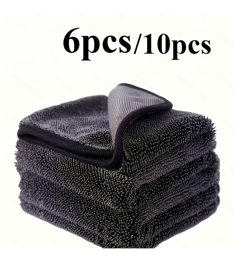 6 Pack Dark Gray Microfiber Cleaning Cloths Lint Free Multi Purpose Towels for Kitchen Car Detailing - Image 1