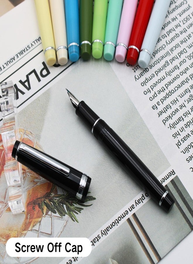 Jinhao 82 Fountain Pen - Acrylic Material Pen Barrel, Iridium Medium Nib with Ink Converter Smooth Writing Classic Design Black (Silver Trim, M) - Image 3