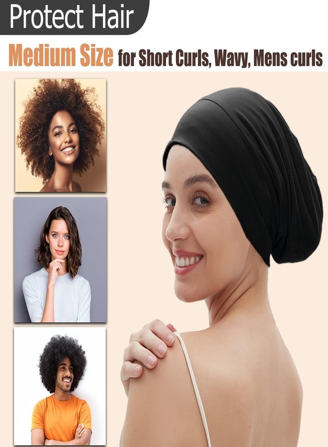 Roybens 2pcs Sleep Cap Bonnet for Sleeping, Adjustable Cooling Ice Silk Lined Hair Bonnets for Natural Curly Braids Beanie Hat Women Men - Image 5