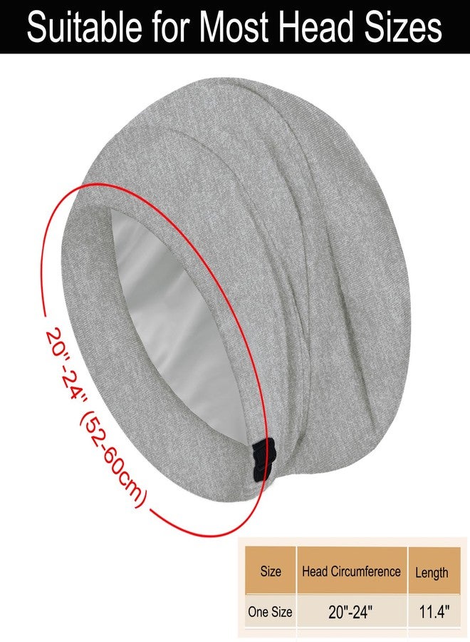 Roybens 2pcs Sleep Cap Bonnet for Sleeping, Adjustable Cooling Ice Silk Lined Hair Bonnets for Natural Curly Braids Beanie Hat Women Men - Image 4