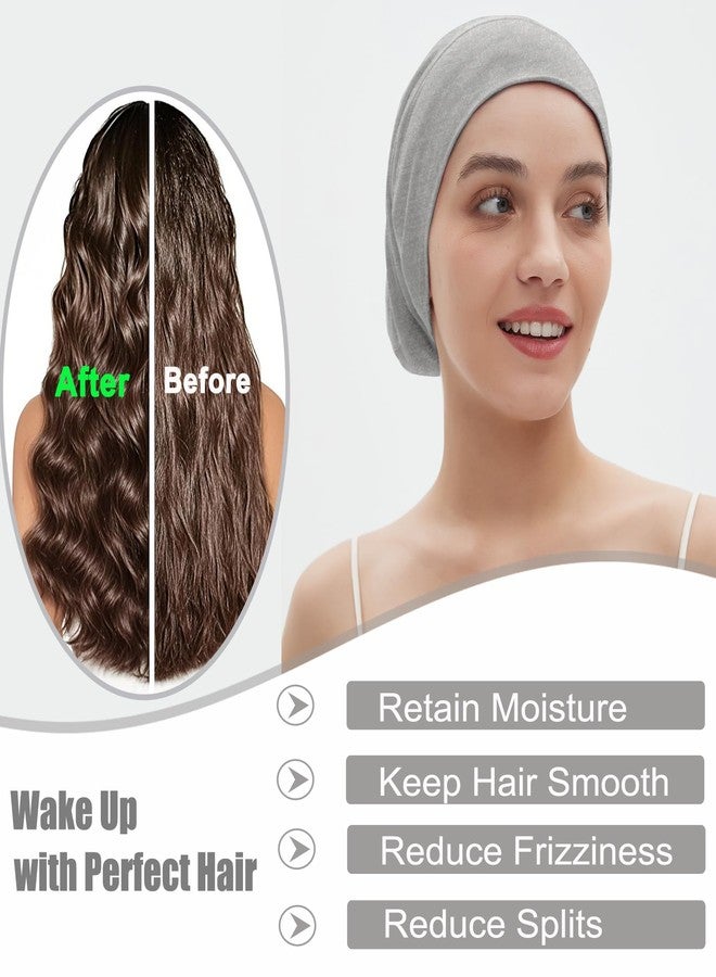 Roybens 2pcs Sleep Cap Bonnet for Sleeping, Adjustable Cooling Ice Silk Lined Hair Bonnets for Natural Curly Braids Beanie Hat Women Men - Image 3