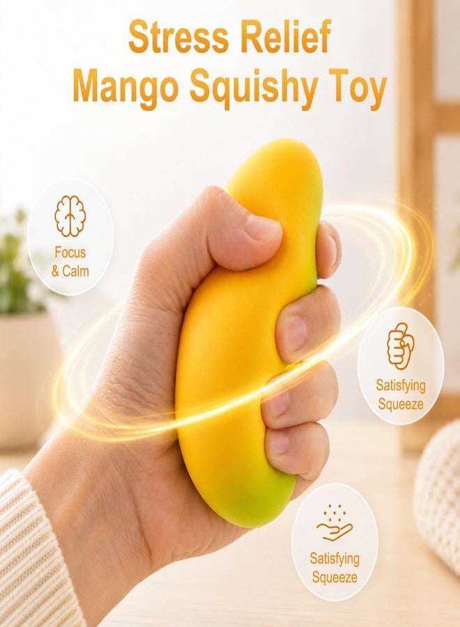 SHANGFEI Squishy Gold Mango,Mango Squishy,Fast Rising Stress Relief Simulation Fruit,Anxiety Sensory Stress Squishies Hand Toys, Soft Squishy's Stress Balls,Calming Adults Fidget Toys - Image 3