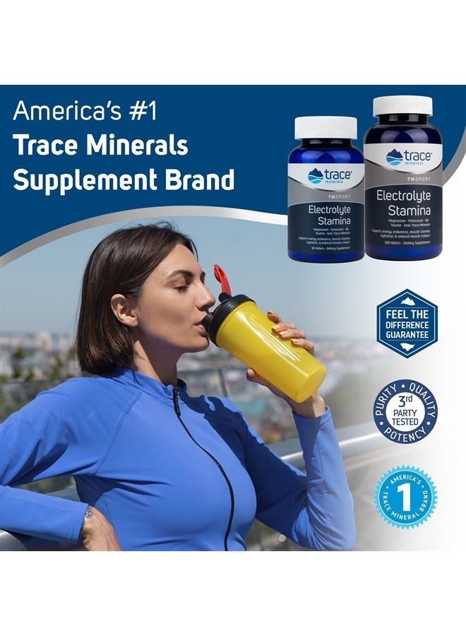 Trace Minerals Electrolyte Stamina Tablets | Magnesium & Potassium to Boost Energy, Hydration & Muscle Endurance, Reduce Cramps | Vegan, Gluten Free, Sugar Free | 90 count (15-Day supply)