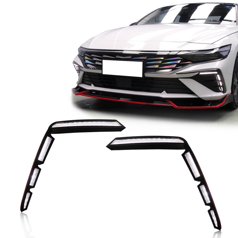 GEEGEETOP Upgarde full LED Driver and Passenger DRL Turn Signal Light Front Bumper Fog Lamps Compatible with Hyundai Elantra 2024 SE SEL Limited Indicated Light FRONT LIGHT