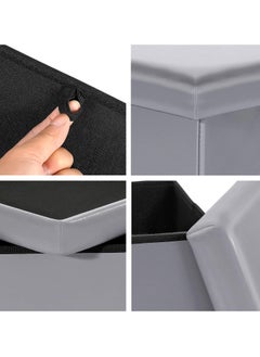 XiuWoo Multifunctional Foldable Leather Cube Storage Organizer, Foot Rest, Lid Stool Seat Chair, Folding Storage Ottoman Storage Ches Box, Bench, Chest with Thickening Square Seat Padded  - Image 4