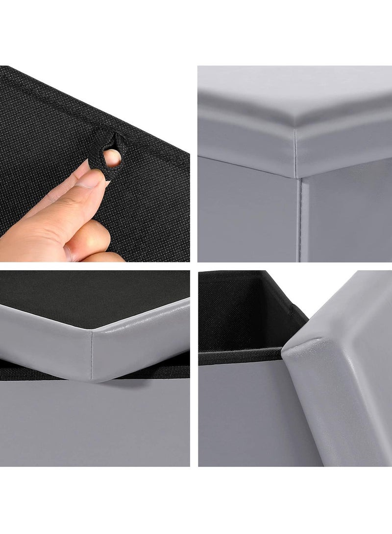 XiuWoo Multifunctional Foldable Leather Cube Storage Organizer, Foot Rest, Lid Stool Seat Chair, Folding Storage Ottoman Storage Ches Box, Bench, Chest with Thickening Square Seat Padded - Image 4