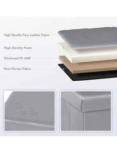 XiuWoo Multifunctional Foldable Leather Cube Storage Organizer, Foot Rest, Lid Stool Seat Chair, Folding Storage Ottoman Storage Ches Box, Bench, Chest with Thickening Square Seat Padded  - Image 5