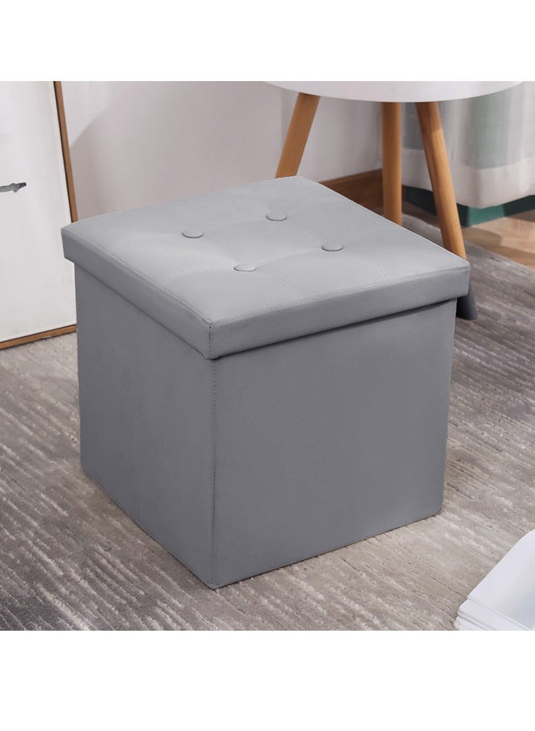 XiuWoo Multifunctional Foldable Leather Cube Storage Organizer, Foot Rest, Lid Stool Seat Chair, Folding Storage Ottoman Storage Ches Box, Bench, Chest with Thickening Square Seat Padded - Image 1