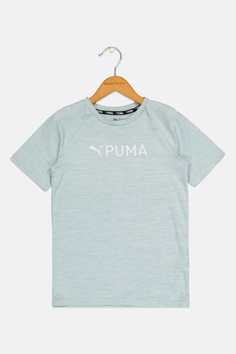 PUMA ملابس رياضية للبنات للأطفال تي شيرت قصير الأكمام خارجي، أخضر - Image 3