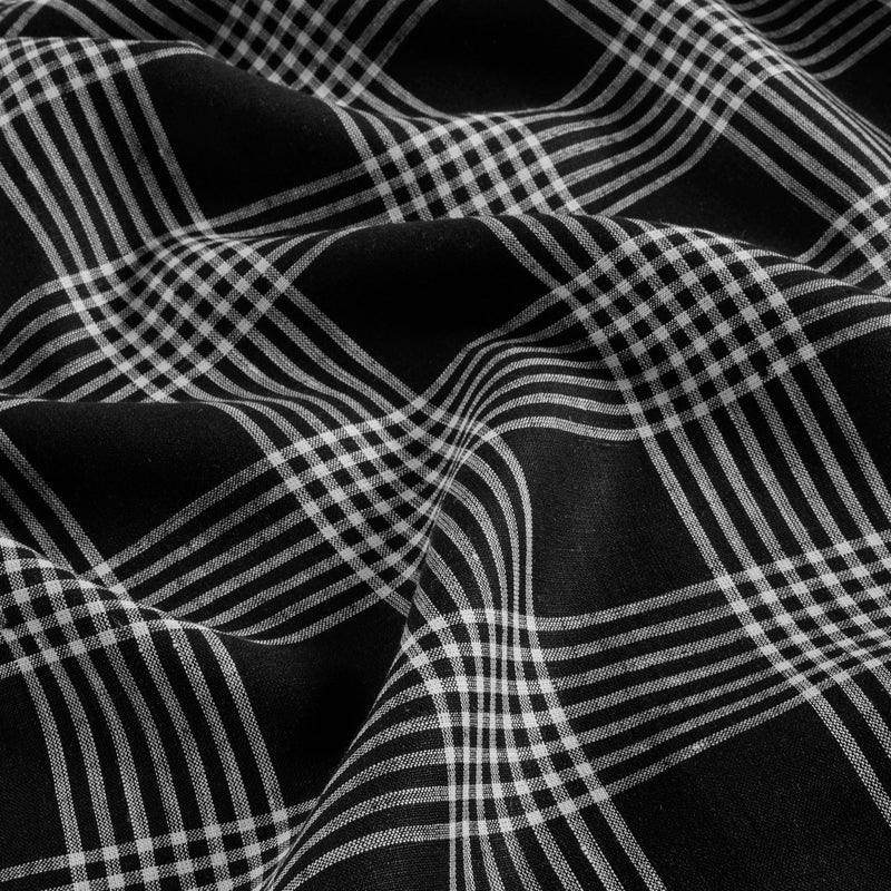 Solino Home Solino Home Linen Square Plaid Placemats Set of 4 - 100% Pure Linen Black and White Glen Check Cloth Placemats 14 x 14 Inch - Washable Fabric Table Mats  - Image 3