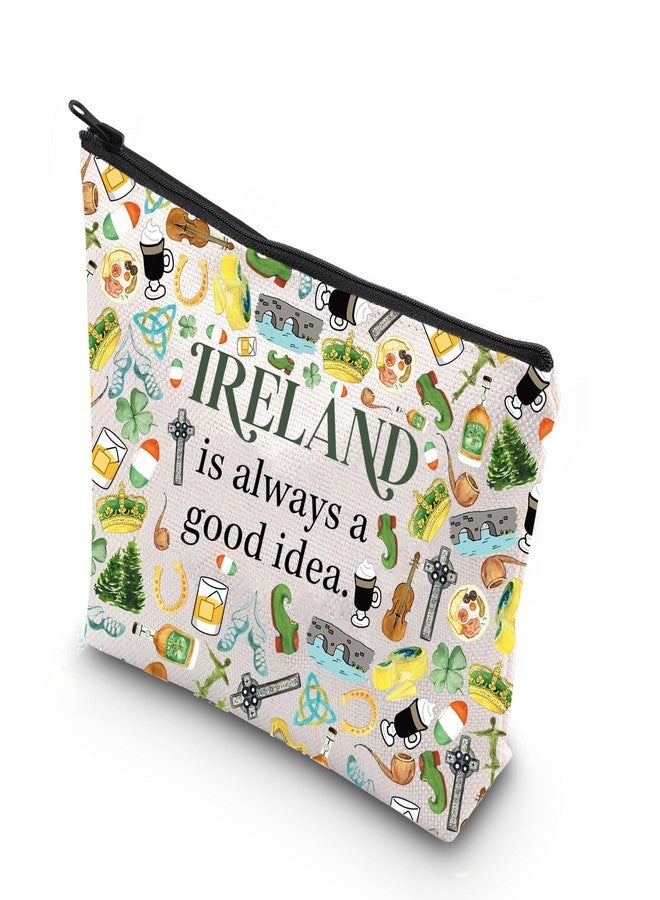 حقيبة مكياج بسحاب من WCGXKO، هدية مثالية لرحلة إلى أيرلندا، هدية لمحبي أيرلندا، منتجات أيرلندا (حقيبة أيرلندا) - Image 1