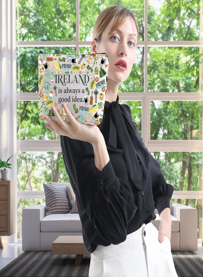 حقيبة مكياج بسحاب من WCGXKO، هدية مثالية لرحلة إلى أيرلندا، هدية لمحبي أيرلندا، منتجات أيرلندا (حقيبة أيرلندا) - Image 5