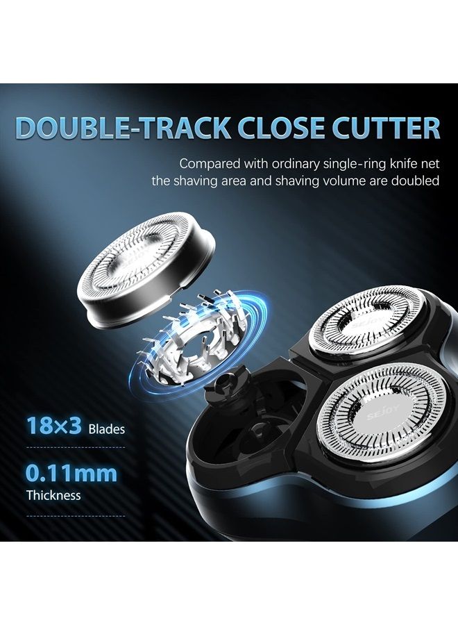 SEJOY Electric Razor for Men, Mens Electric Shavers, Rechargeable Wet & Dry Electric Razor Shaving Machines, Pop Up Trimmer for Travel Home, Rechargeable,LED Display,IPX7 Waterproof, Black - Image 2