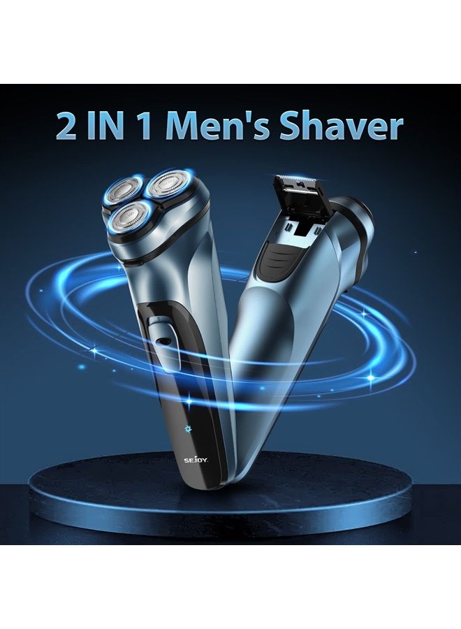 SEJOY Electric Razor for Men, Mens Electric Shavers, Rechargeable Wet & Dry Electric Razor Shaving Machines, Pop Up Trimmer for Travel Home, Rechargeable,LED Display,IPX7 Waterproof, Black - Image 3