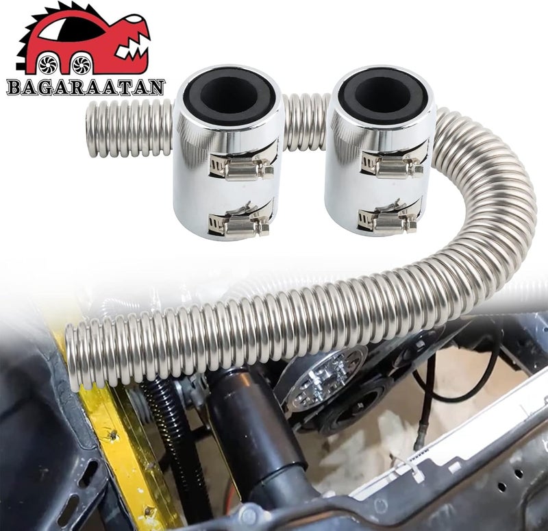 BAGARAATAN 24" Stainless Steel Radiator Flexible Coolant Water Hose Kit with Chrome Caps - Image 2