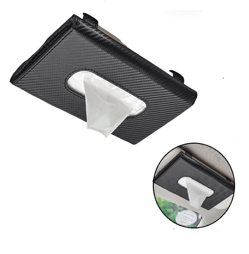 AUGEN Pu Leather Tissue Box Holder Rectangular for Car with Visor Holder, Tissue Box Cover Dispenser for Car, Home, Bathroom, Bedroom, Office, Night Stands, Desks and Tables - (Black, Pack of 1) - Image 3