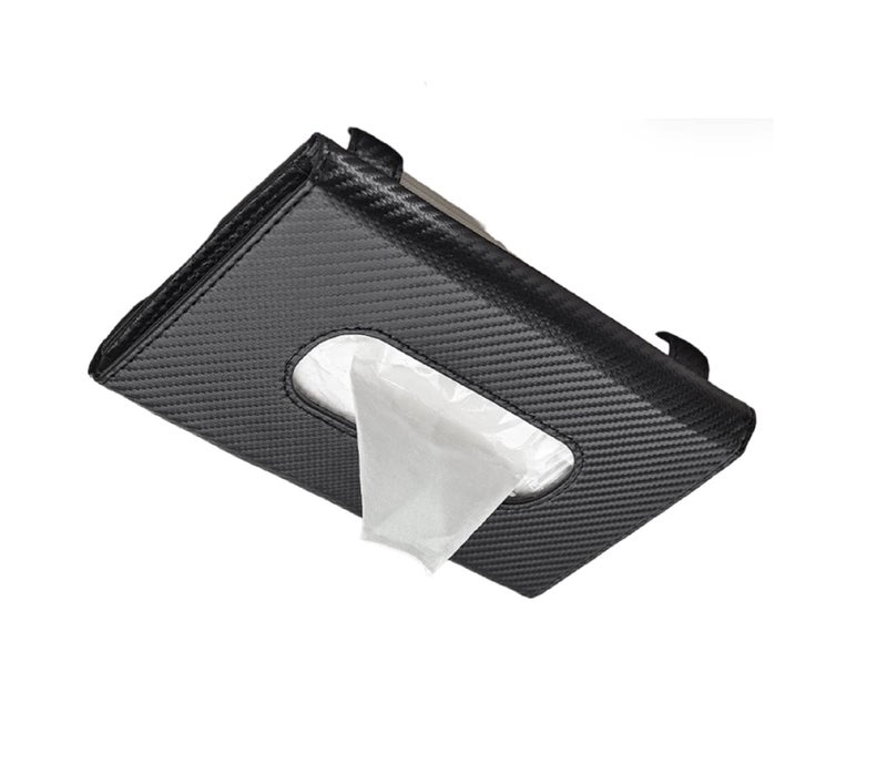 AUGEN Pu Leather Tissue Box Holder Rectangular for Car with Visor Holder, Tissue Box Cover Dispenser for Car, Home, Bathroom, Bedroom, Office, Night Stands, Desks and Tables - (Black, Pack of 1) - Image 1