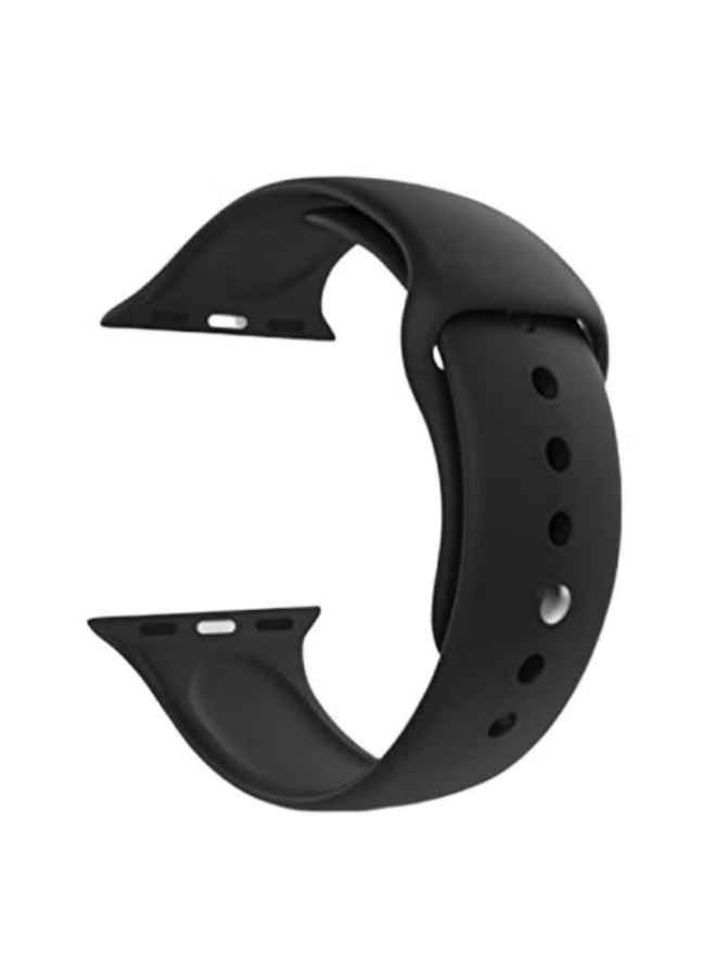 Silicone Strap for Apple Watch - Black - Water Resistant - 42/44/45/49mm - Image 2