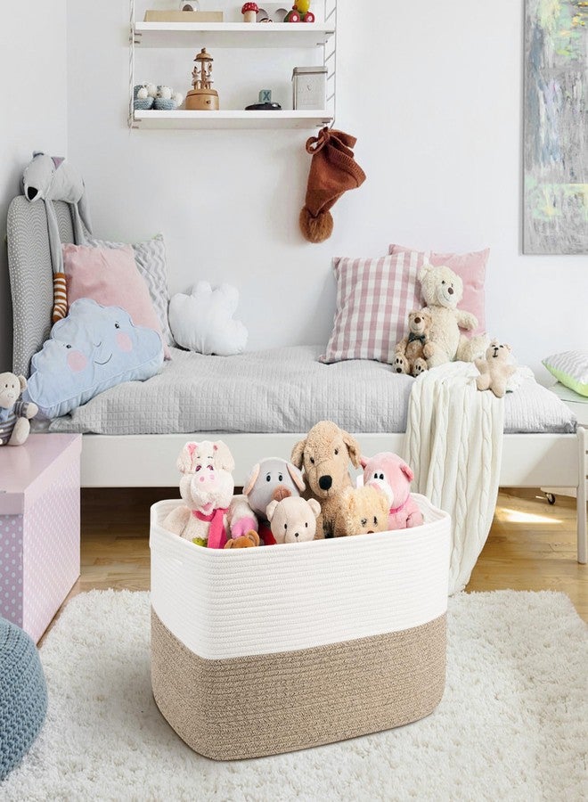 MEGASKET Extra Large Blanket Basket, 22" x 17" x 12" Rectangle Blanket Storage for Living Room, Soft Kids Dog Toy Basket Bin, Cotton Rope Baskets for Storage, Woven Throw Pillow Organizer Holder - Image 5