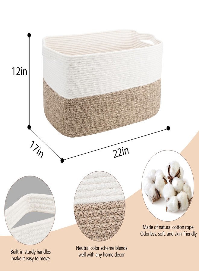 MEGASKET Extra Large Blanket Basket, 22" x 17" x 12" Rectangle Blanket Storage for Living Room, Soft Kids Dog Toy Basket Bin, Cotton Rope Baskets for Storage, Woven Throw Pillow Organizer Holder - Image 2