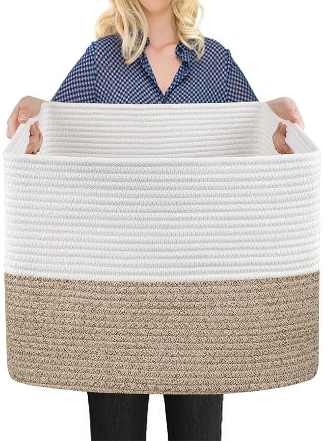 MEGASKET Extra Large Blanket Basket, 22" x 17" x 12" Rectangle Blanket Storage for Living Room, Soft Kids Dog Toy Basket Bin, Cotton Rope Baskets for Storage, Woven Throw Pillow Organizer Holder - Image 1