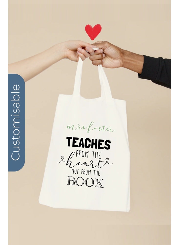 Share the Love Teacher From The Heart Tote Bag - Personalised Shopping & Everyday Carry Bag - Image 1