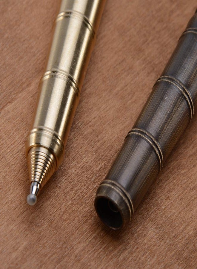 EKLOEN Bamboo Shaped Solid Brass Pen, Bolt Action EDC Pocket Signature Ballpoint Pen(Brass) - Image 5