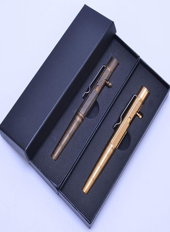 EKLOEN Bamboo Shaped Solid Brass Pen, Bolt Action EDC Pocket Signature Ballpoint Pen(Brass) - Image 3