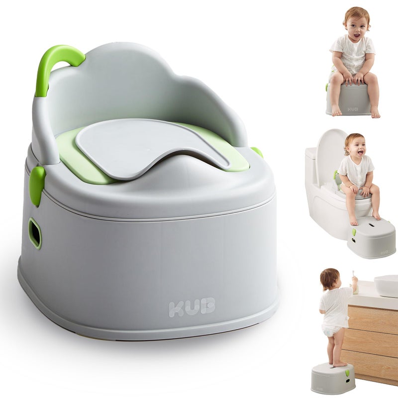 KUB KÃœB 3-in-1 Potty Training Toilet (Chair, Seat, Step Stool) - 9 CM Splash Guard, One-Click Assembly, Easy to Clean - Versatile Toddler Potty Trainer for Boy Girl - Grey - Image 1