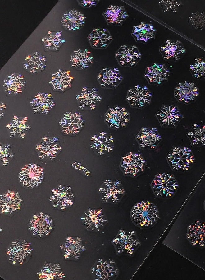 Dornail 10 Sheets Christmas Snowflake Nail Stickers, Winter Themed 3D Holographic Laser Colorful Xmas Snow Decals for New Year Nail Art Designs and Supplies - Image 5