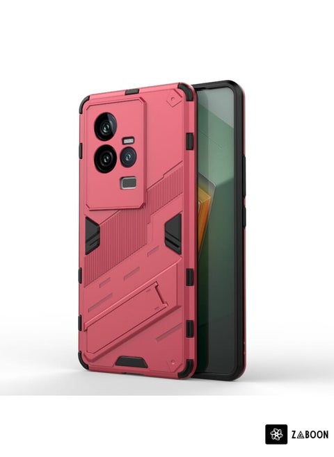 Phone Case For vivo iQOO 11 5G Punk Armor 2 in 1 PC + TPU Shockproof  with Invisible Holder(Light Red)
