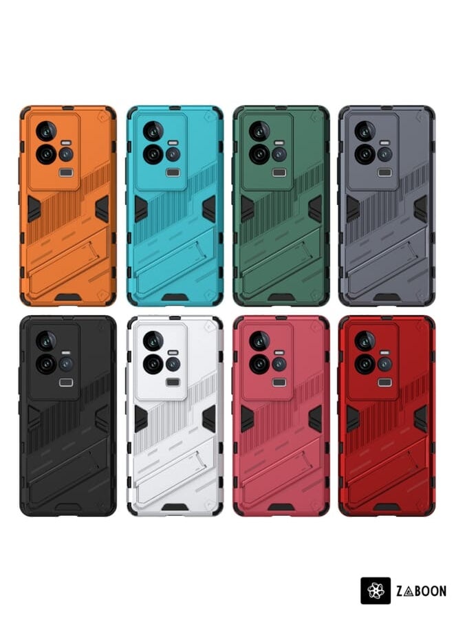 Phone Case For vivo iQOO 11 5G Punk Armor 2 in 1 PC + TPU Shockproof  with Invisible Holder(Light Red)