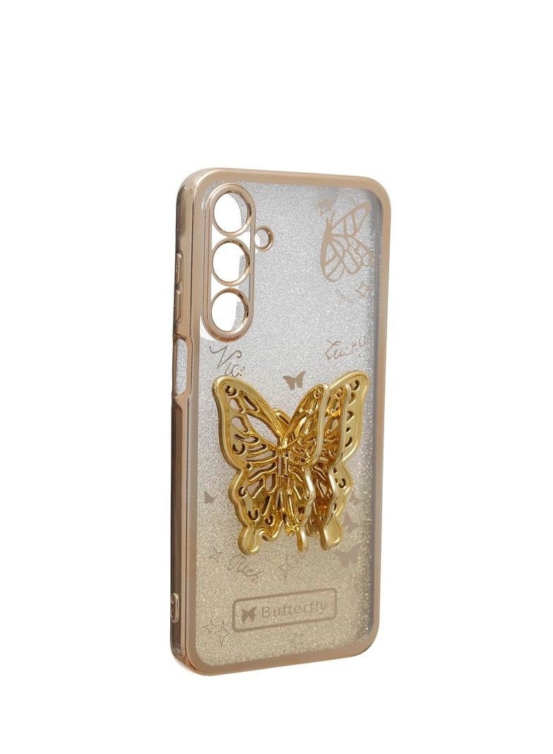 C.F.S Back Cover for Glitter Plastic Back Cover With Butterfly Samsung Galaxy A16 – Slim Plastic Case, Shockproof, Scratch Resistant – Gold CF-A-M-662 - Image 1