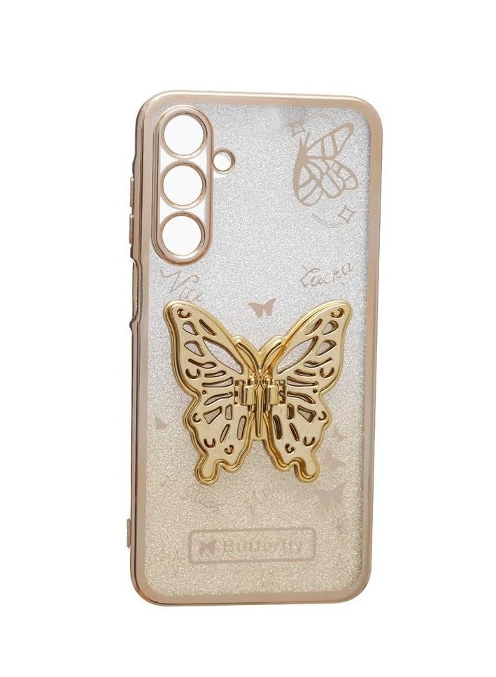 C.F.S Back Cover for Glitter Plastic Back Cover With Butterfly Samsung Galaxy A16 – Slim Plastic Case, Shockproof, Scratch Resistant – Gold CF-A-M-662 - Image 2