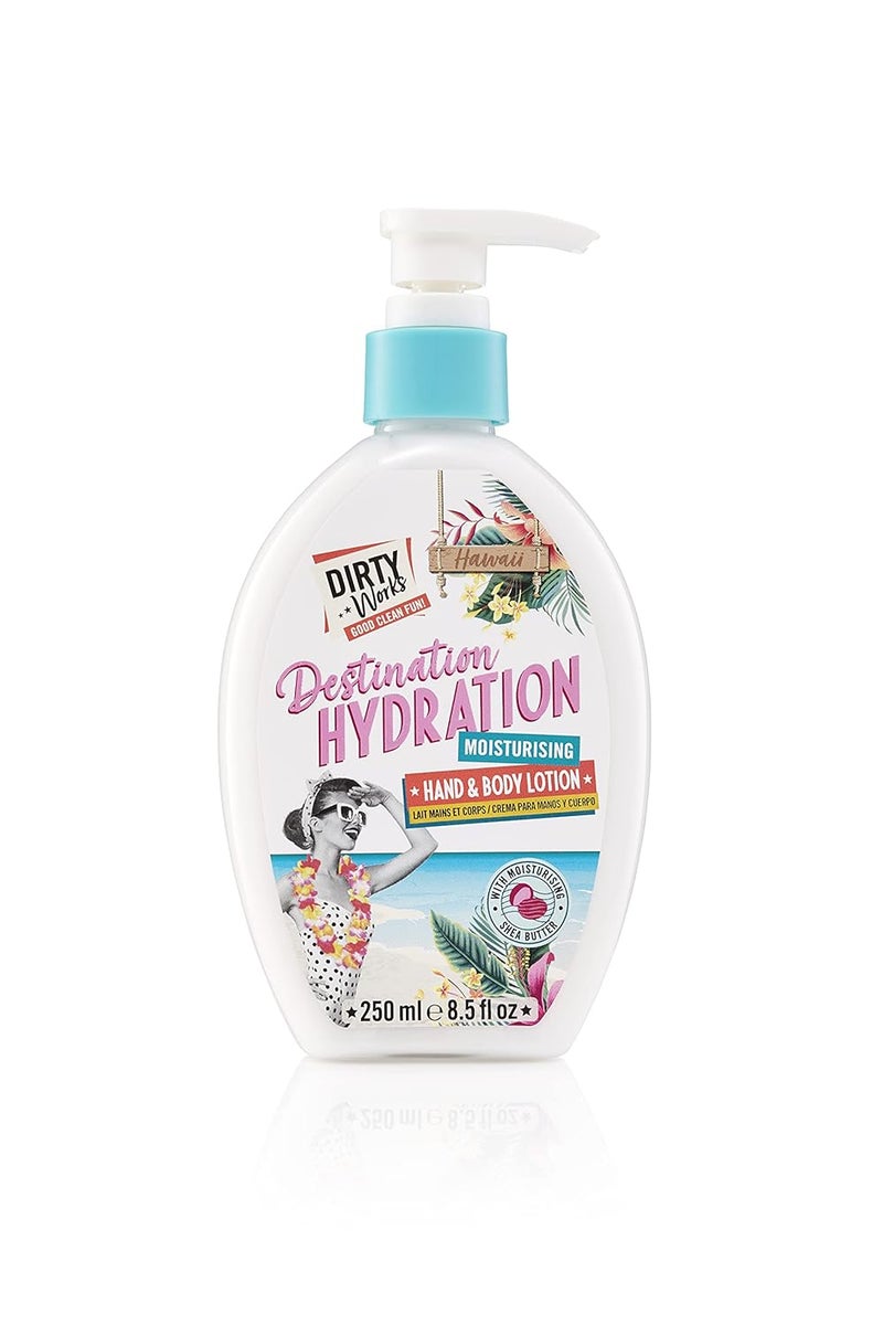Dirty Works Destination Hydration Moisturising Hand  Body Lotion Vegan Hand Cream 250ml Pump Dispenser