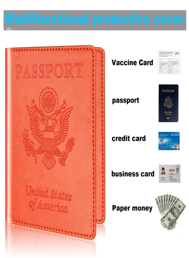 Herain Green & Orange Passport Holder, Cruise Essentials Passport Wallet Cover Case for Family Women Men, Travel Must Haves Passport Book Protector - Image 3