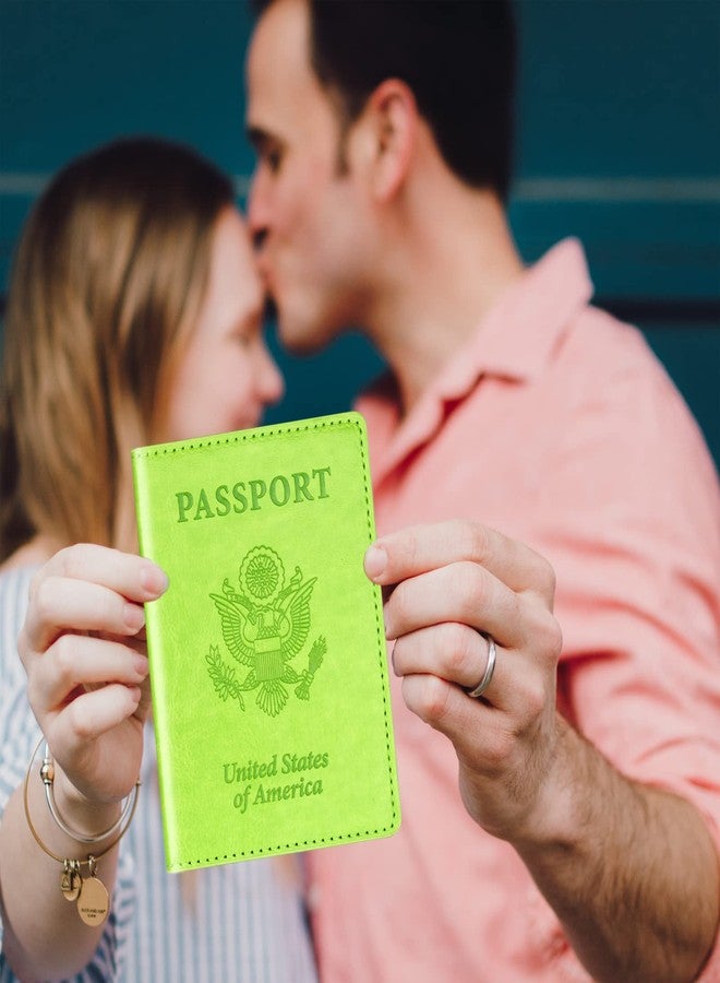 Herain Green & Orange Passport Holder, Cruise Essentials Passport Wallet Cover Case for Family Women Men, Travel Must Haves Passport Book Protector - Image 5
