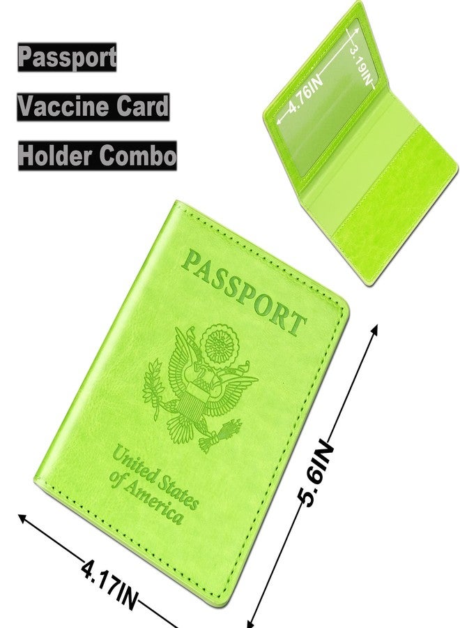 Herain Green & Orange Passport Holder, Cruise Essentials Passport Wallet Cover Case for Family Women Men, Travel Must Haves Passport Book Protector - Image 2