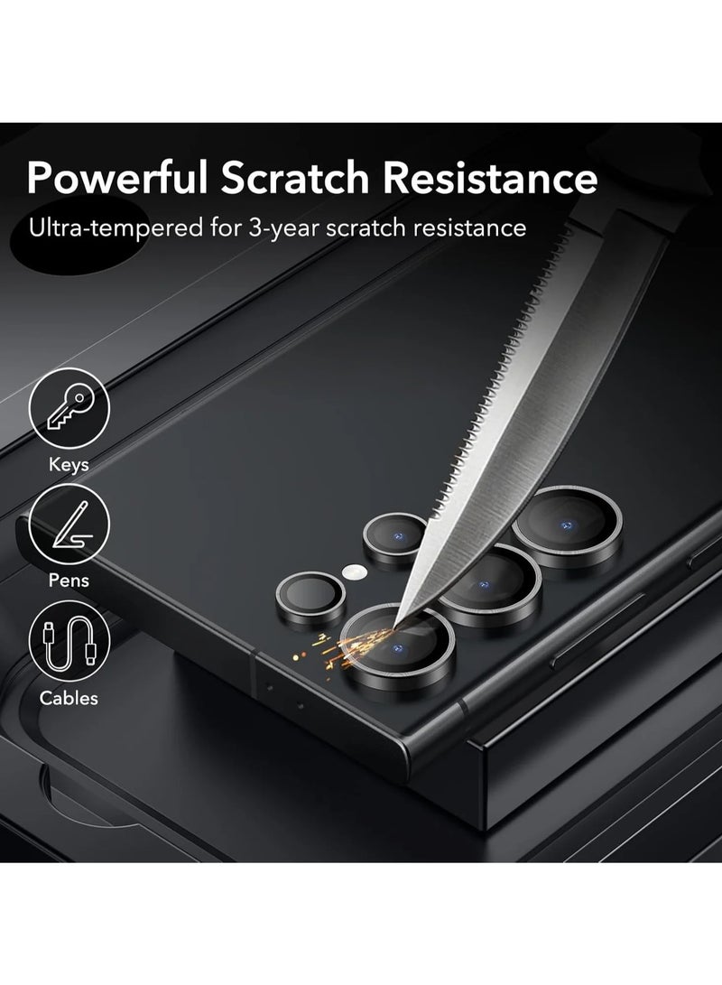 (3+2PCS) for Samsung Galaxy S24 Ultra 5G Camera Lens Protector, 9H Tempered Glass Camera Cover Screen Protector Metal Individual Ring [Installation Tray][Removal tool][Case Friendly]- Titanium - Image 4