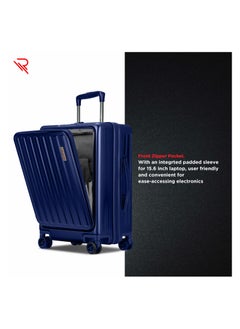 REFLECTION Premium Quality Business Travel Carry On Hardside Luggage with Front Open Laptop Compartment and 4 Spinner Wheels, Blue, 20 inches - pzsku/Z8169AA3B2411C6F12ED6Z/45/_/1695820809/68ecec4f-c489-4ff0-9581-39b290e74493